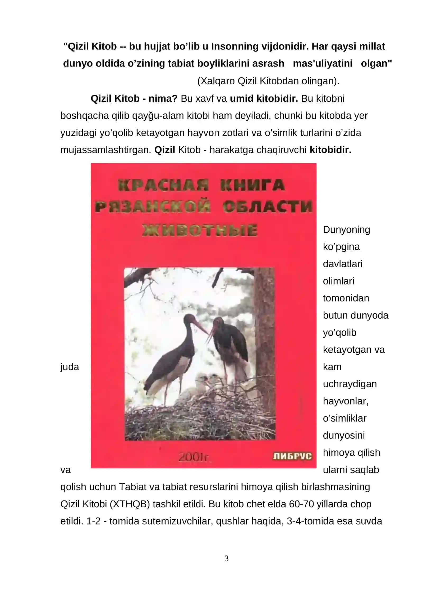 Umurtqali hayvonlarni noyob hamda yo’qolib ketayotgan turlari va ularni muhofaza qilish yo’llari 3