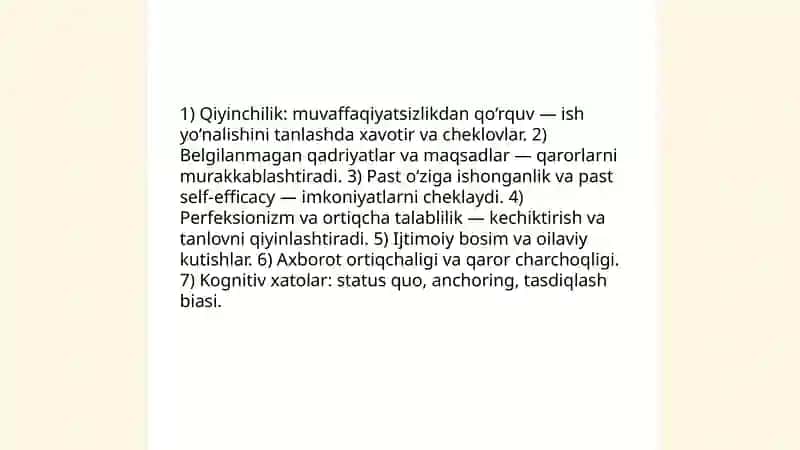 Kasb tanlashga yo'llashning psixologik muammolari 3