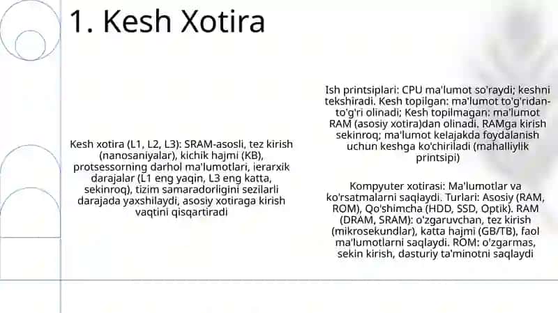 Kompyuterda xotirasi va uning turlari, ishlash printsiplari 3