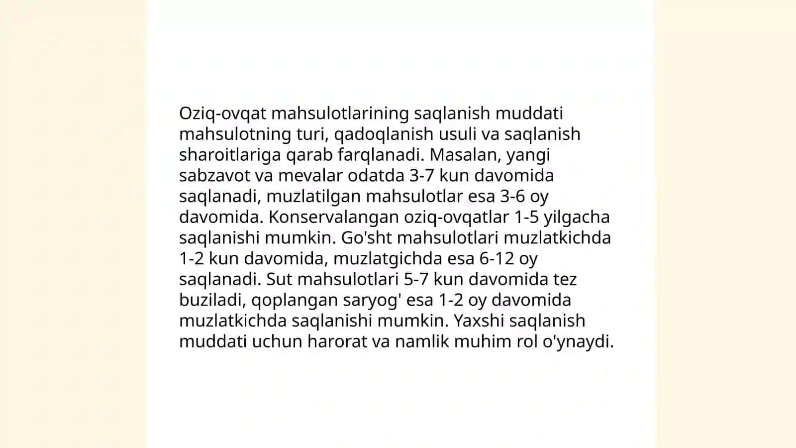 Oziq-ovqat mahsulotlarni saqlash qoidalari 3