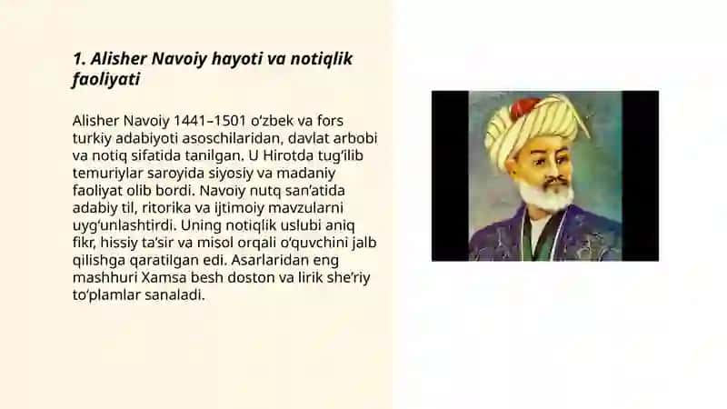 Sharq notiqligi san'ati vakili: Alisher Navoiy 3