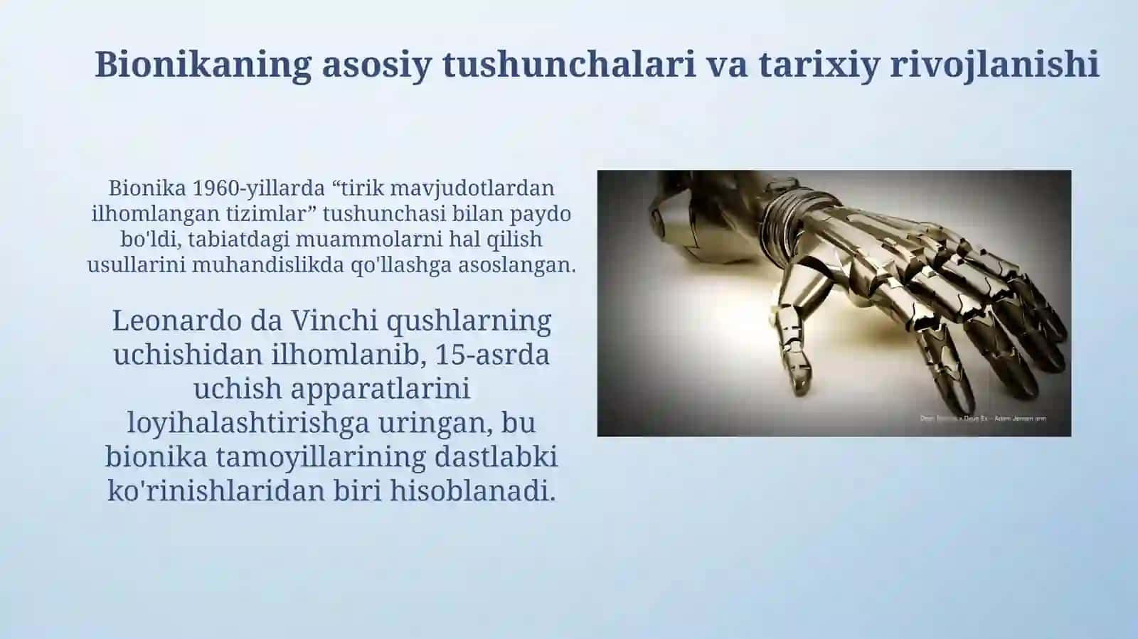 Bionika asoslari va uni inson hayotidagi oʻrni 3
