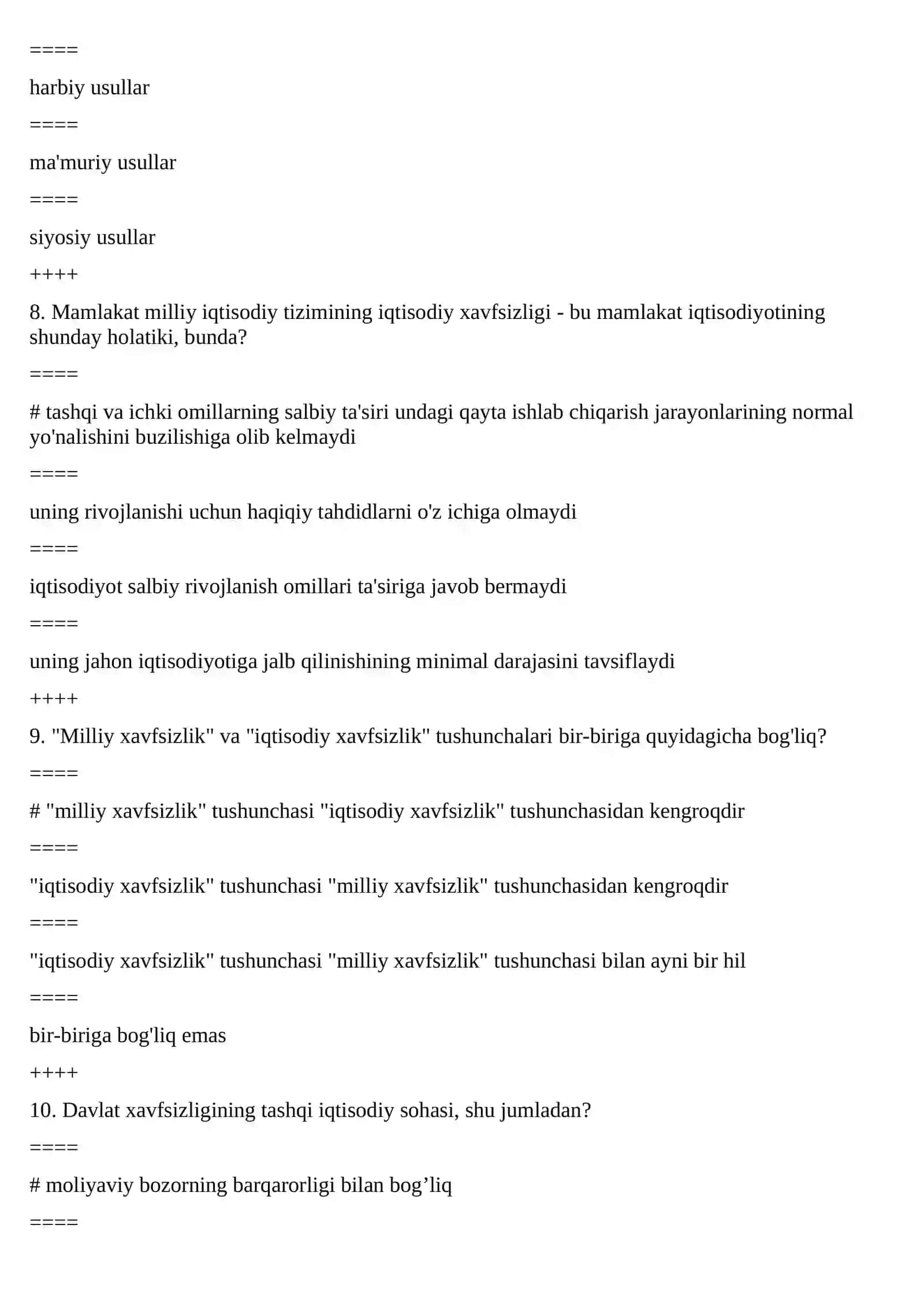 Mamlakatning iqtisodiy xavfsizligiga tahdidlar 3