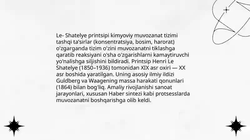 Le-Shatelye printsipi va uning kimyoviy jaryonlaridagi ahamiyati 3