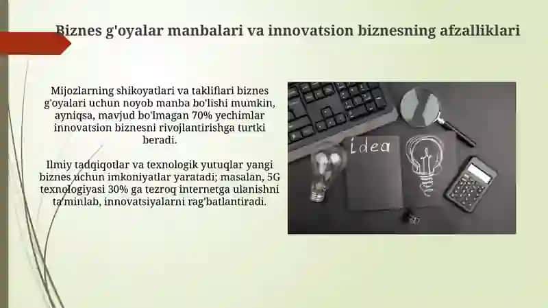 Biznes-gʻoyalar va innovatsion biznes 3