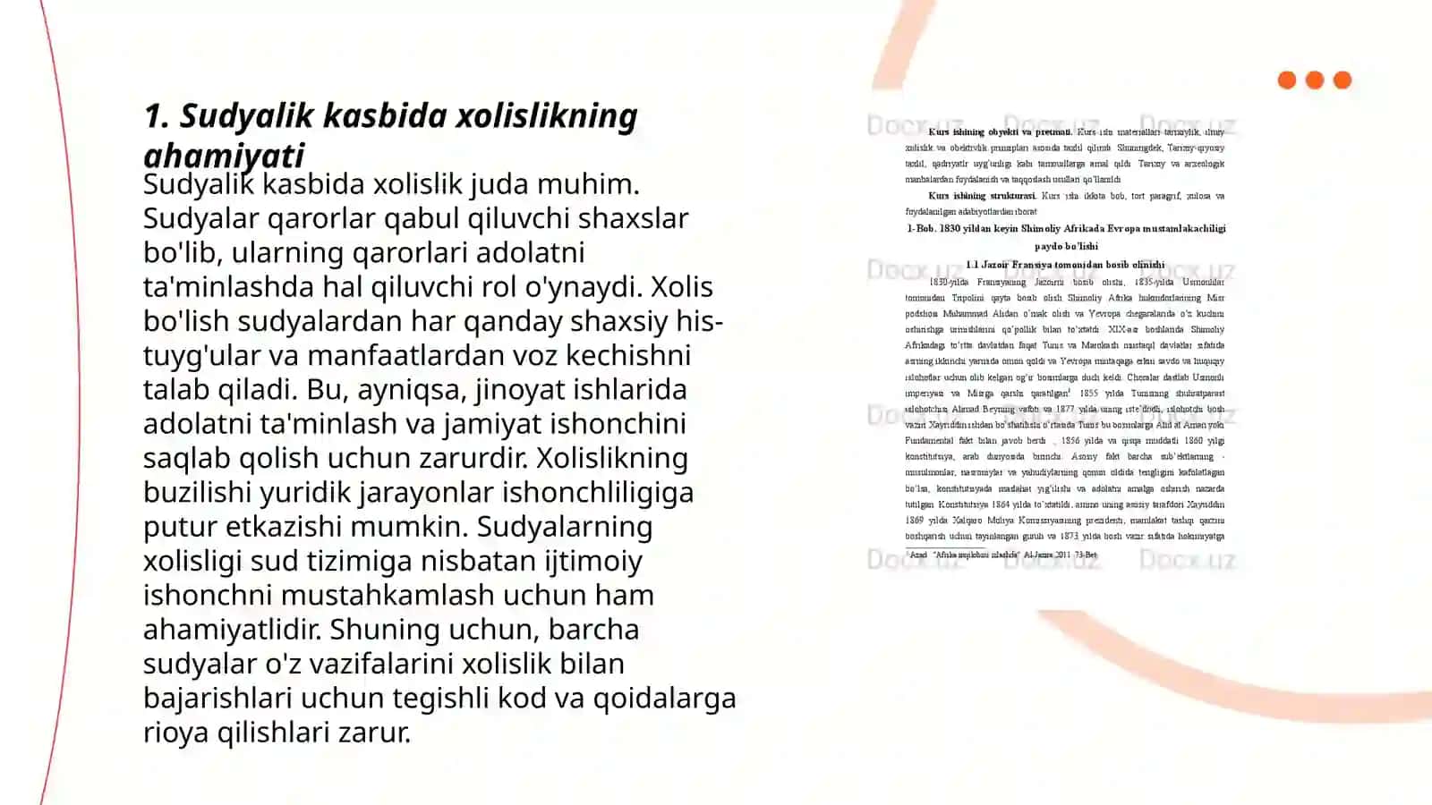 Sudyalik kasbida xolislik, adolatparvarlik,halollik prinsiplari - Olimov Shahbozbek 3