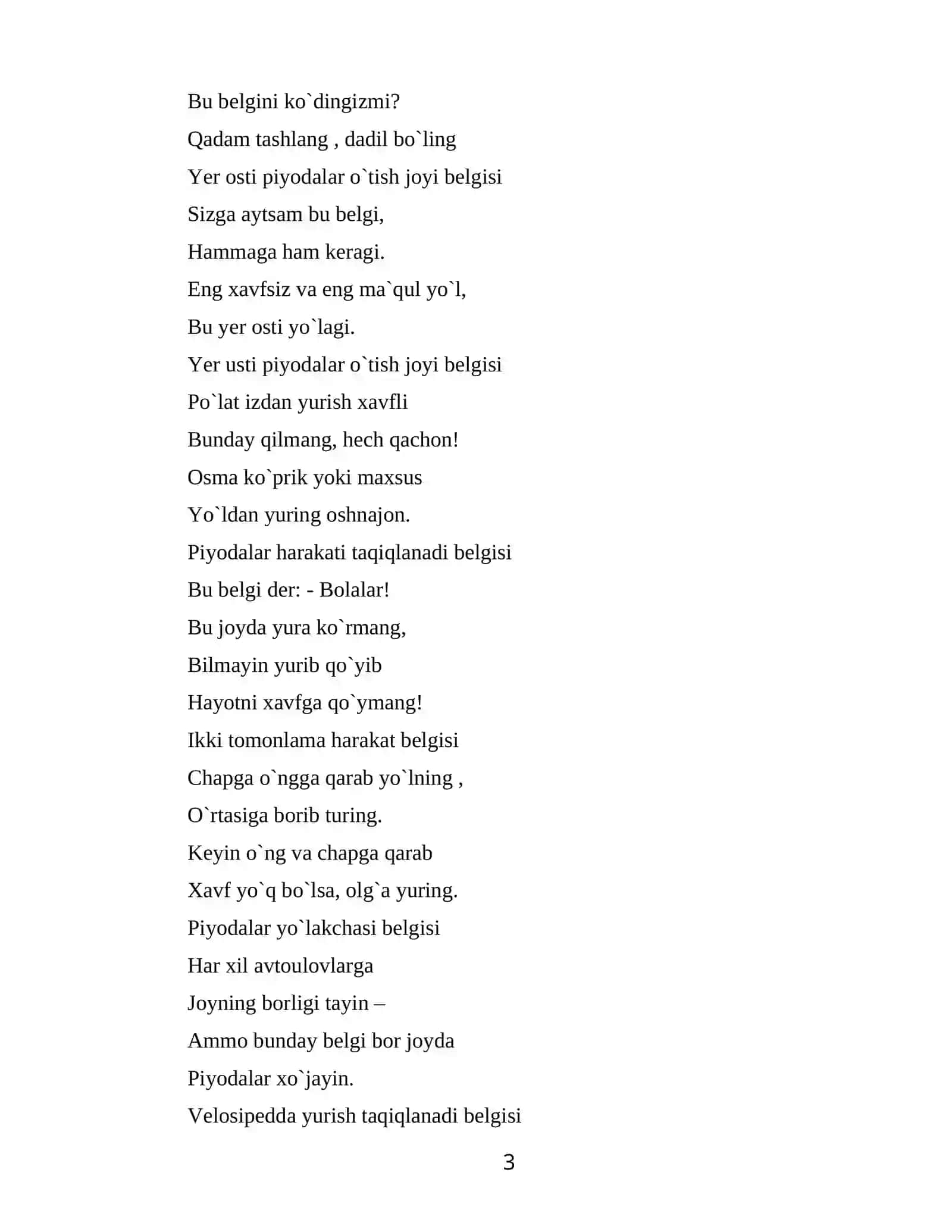 Yo`l qoidasi - umr foydasi tadbir senariysi 3