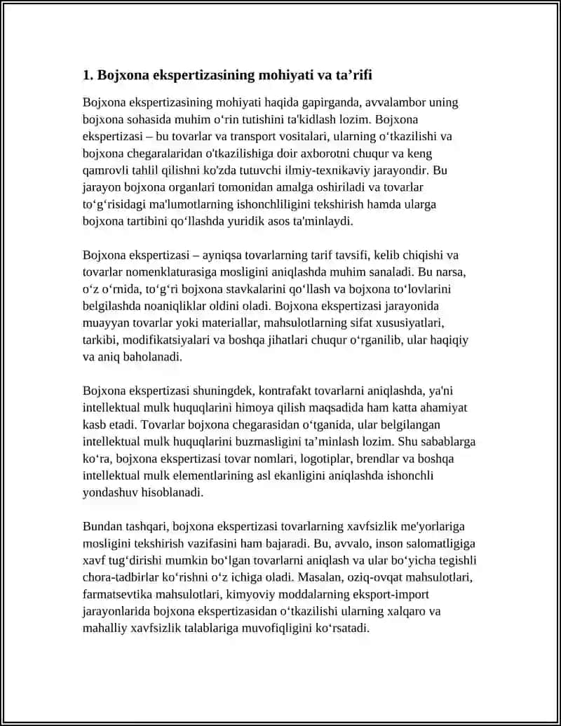 BOJXONA EKSPERTIZASINING MOHIYATI,VAZIFALARI VA HUQUQIY ASOSLARI 3