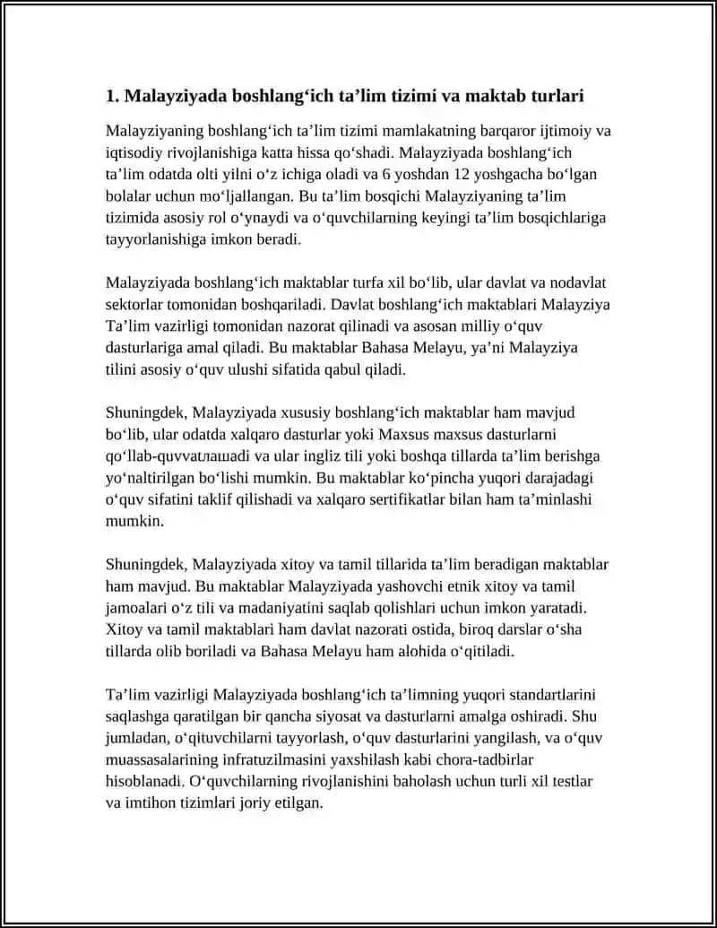 MALAYZIYADA BOSHLANG‘ICH TA‘LIM 3