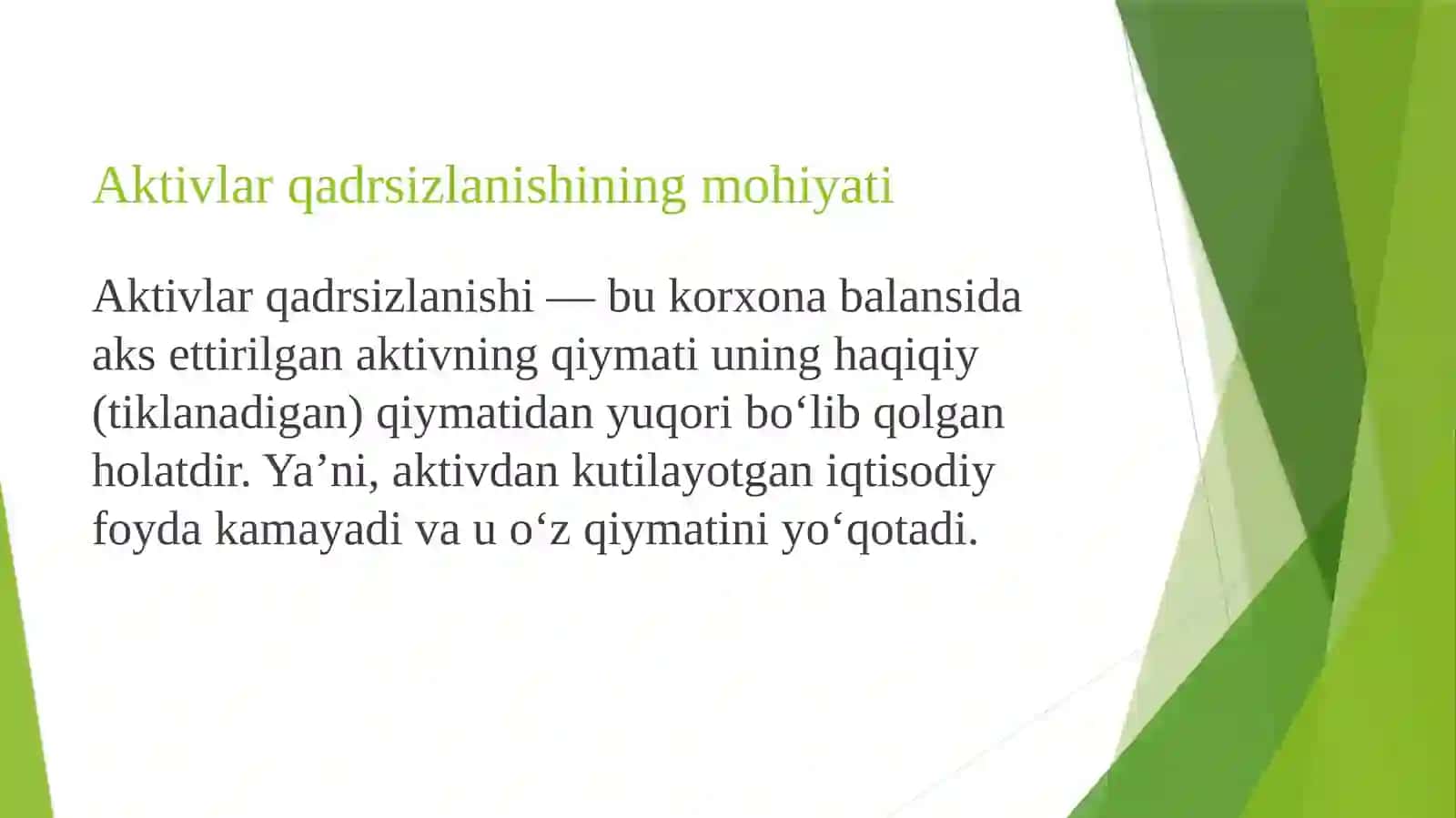 aktivlarni qadrsizlanishini hisobotda aks ettirish 3