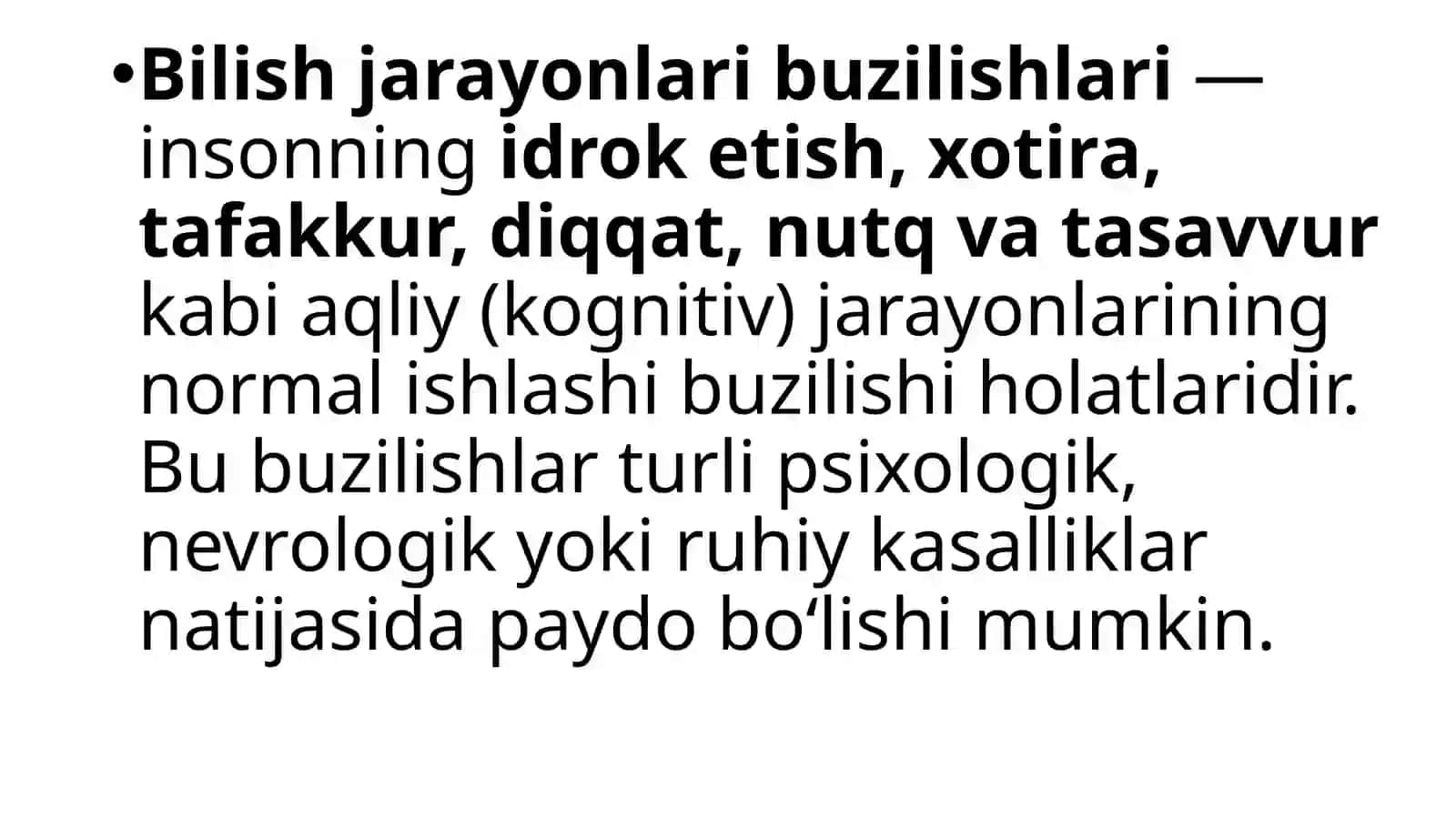 Bilish jarayonlari buzilishlari 3
