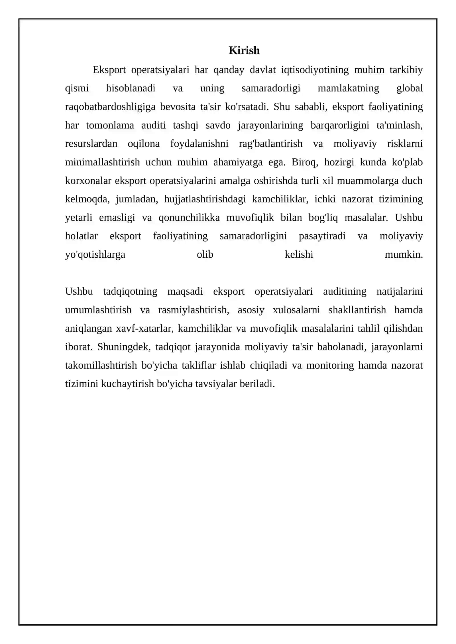 Eksport operatsiyalari auditining asosiy natijalari va xulosalari 3