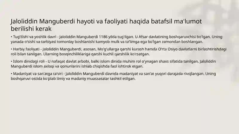 Jaloliddin Manguberdi Vatan himoyachisi 3