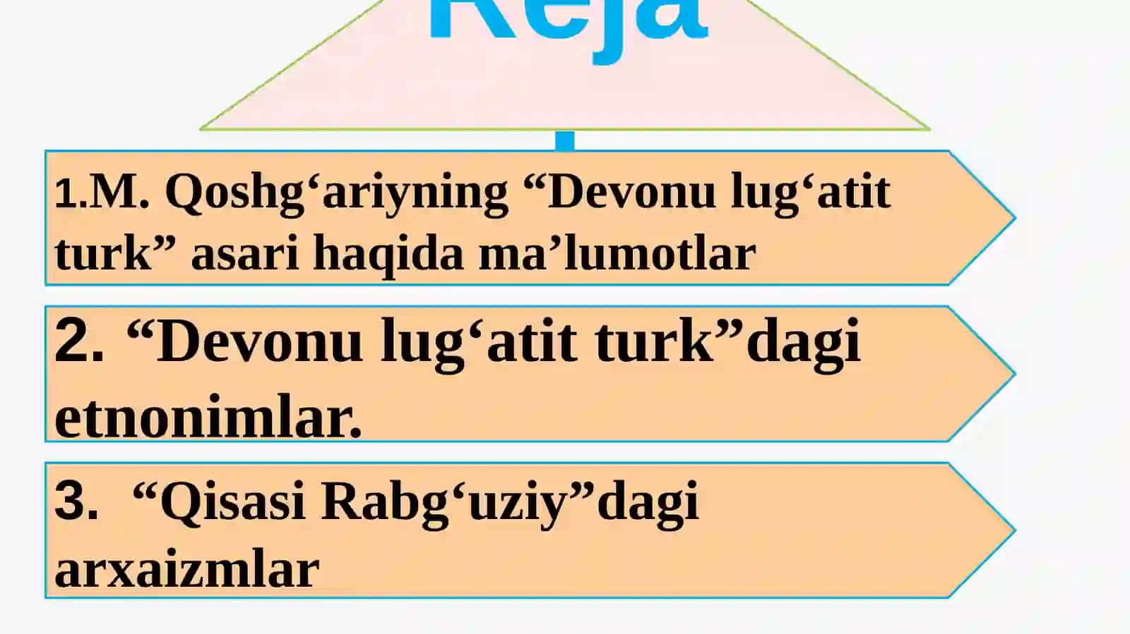 M. Qoshg‘ariyning “Devonu lug‘atit turk” asari haqida ma’lumotlar keltirish. “Devonu lug‘atit turk”d 3