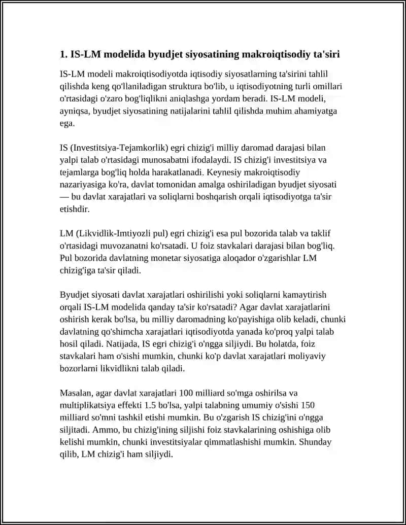 IS-LM MODELIDA BYUDJET- SOLIQ VA PUL-KREDIT SIYOSATI 3