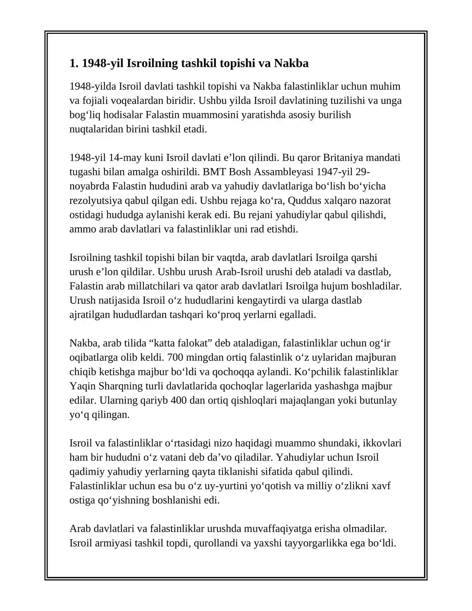 REFERAT - ISROIL DAVLATI VA FALASTIN MUAMMOSI 3