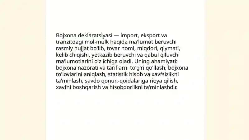 Bojxona deklaratsiyasi va uni to‘ldirish qoidalari 3