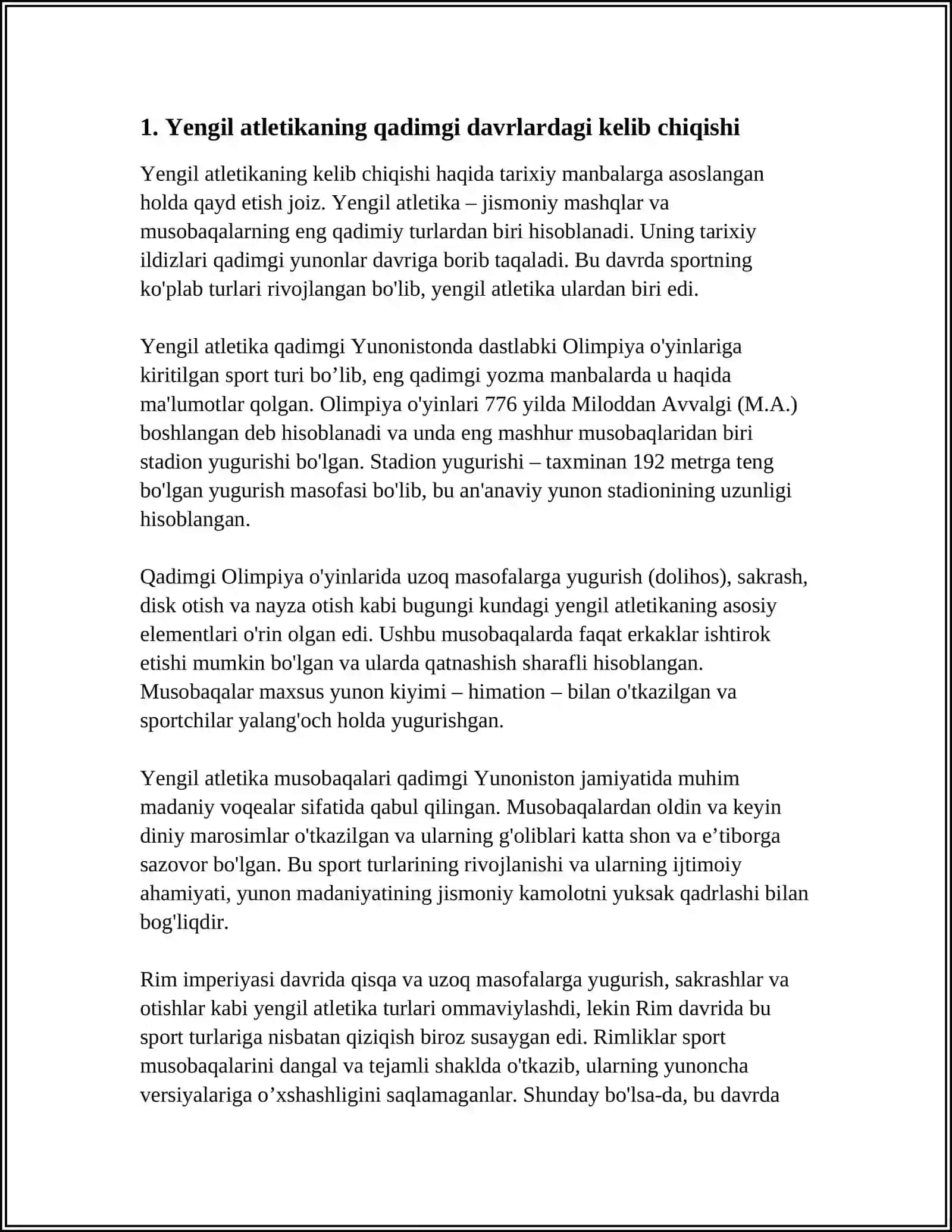 YENGIL ATLETIKA SPORT TURLARINI VUJUDGA KELISHI VA RIVOJLANISH TARIXI 3