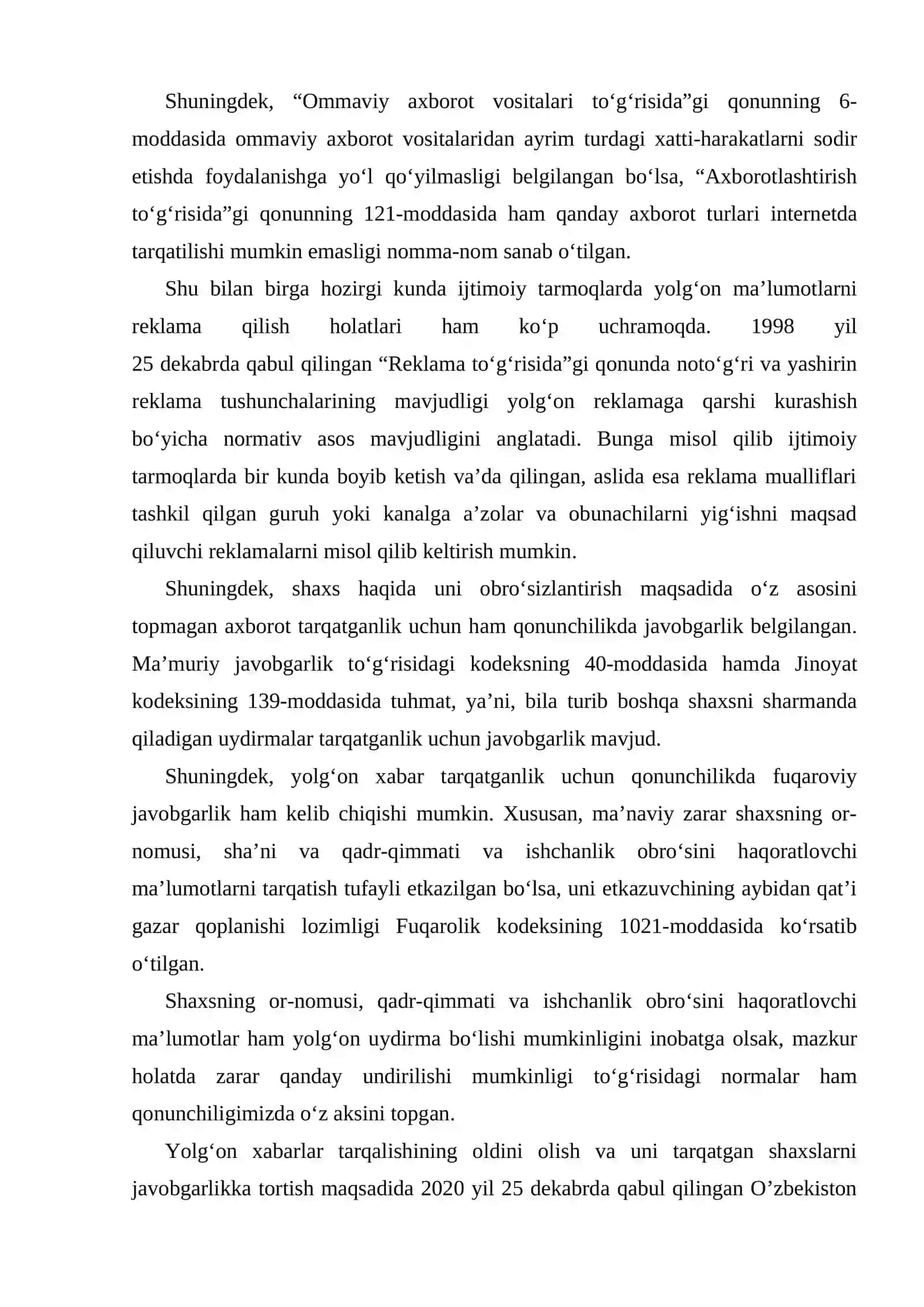 YOLG’ON XABAR BERISHNING JINOIY-HUQUQIY XUSUSIYATLARI 3