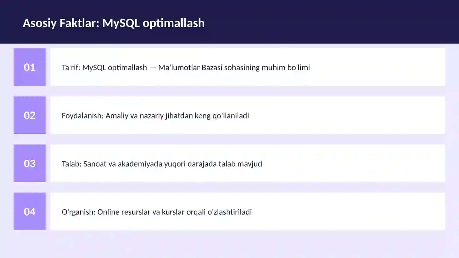 MySQL optimallash 3