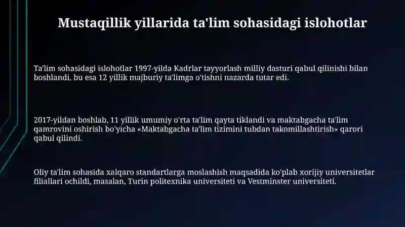 Mustaqil O'zbekistonda Ta'lim va Pedagogik Fikr Taraqqiyotlar 3