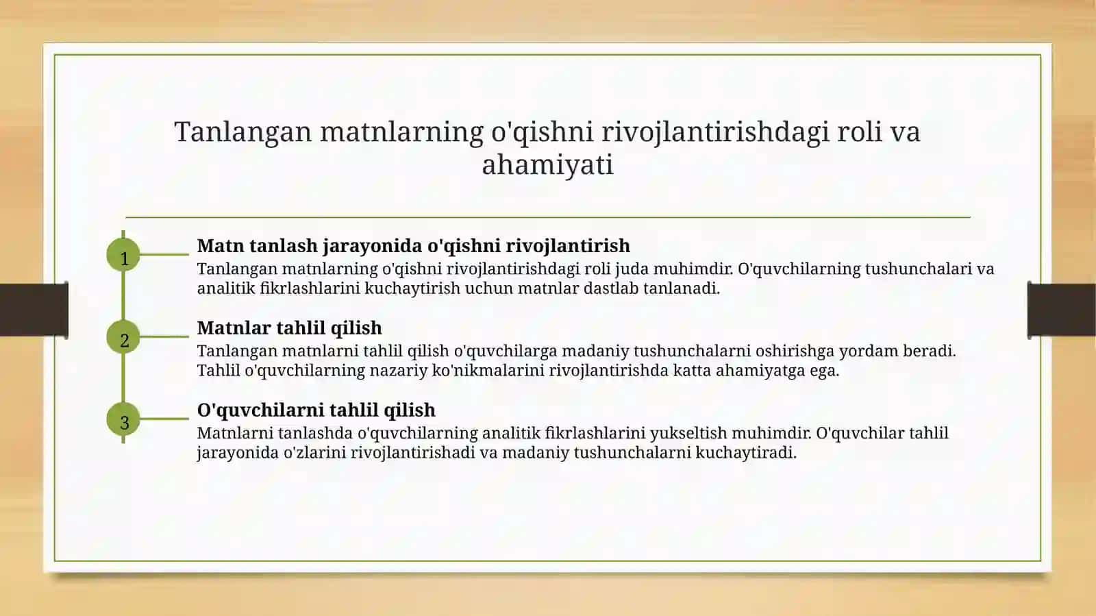 Adabiyot darslarida o'qib tushunish ko'nikmasini shakllantirish uchun matn tanlash 3