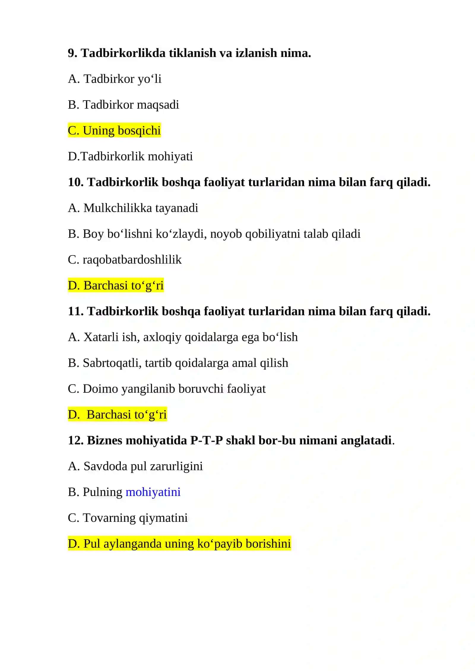 Iqtisodiy xavfsizlik fanidan test savollari 3