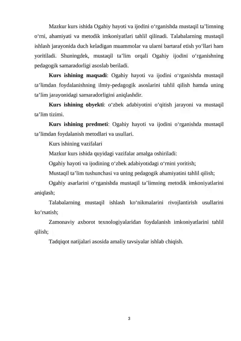 Ogahiy hayoti va ijodini o‘rganishda mustaqil ta’limdan foydalanish 3