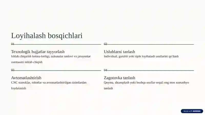 Texnologik jarayonlarni loyihalashning asosiy maqsadi 3