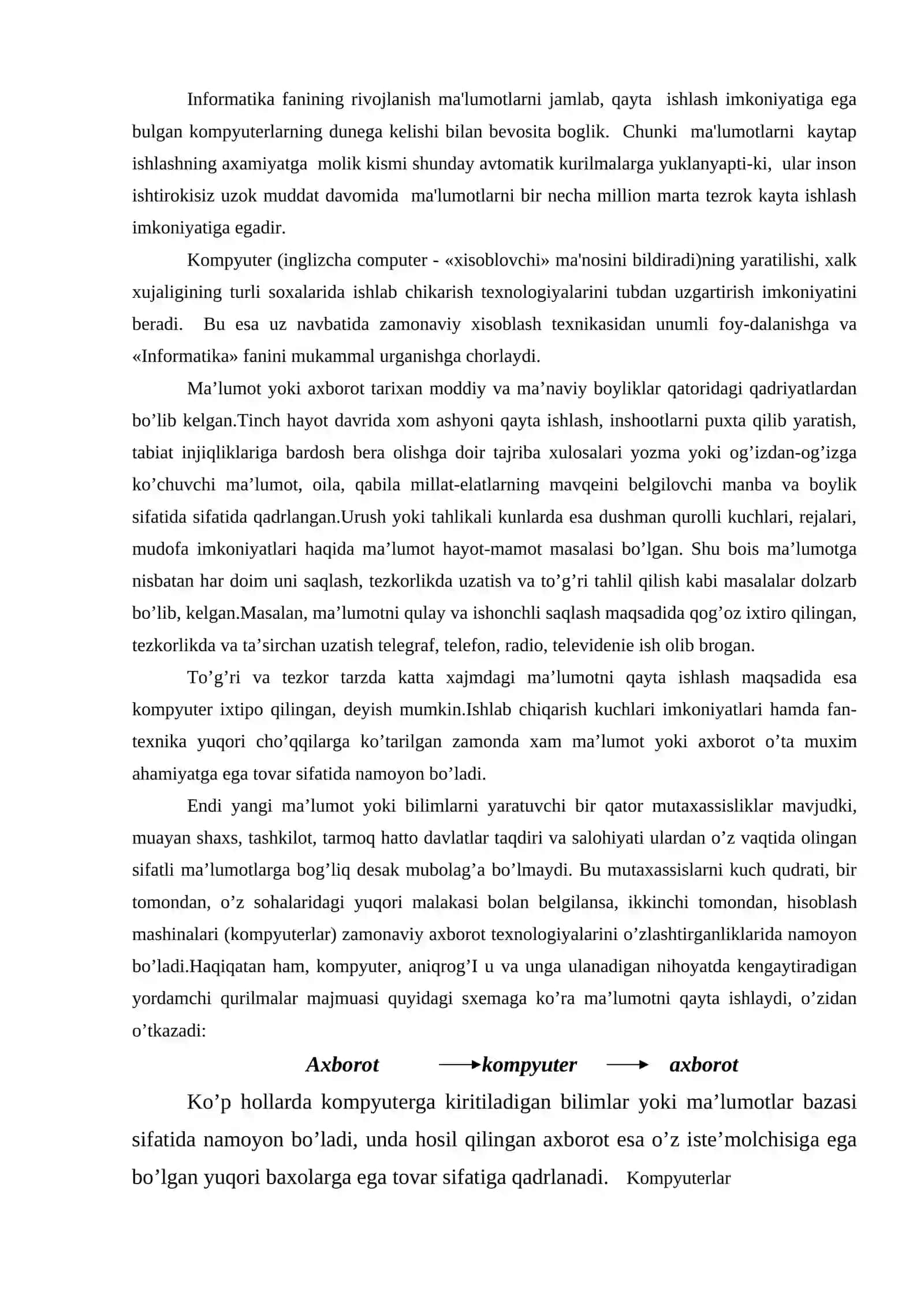 Kompyuter sinflari, ishlash prinsiplari va tashkil etuvchilari 3