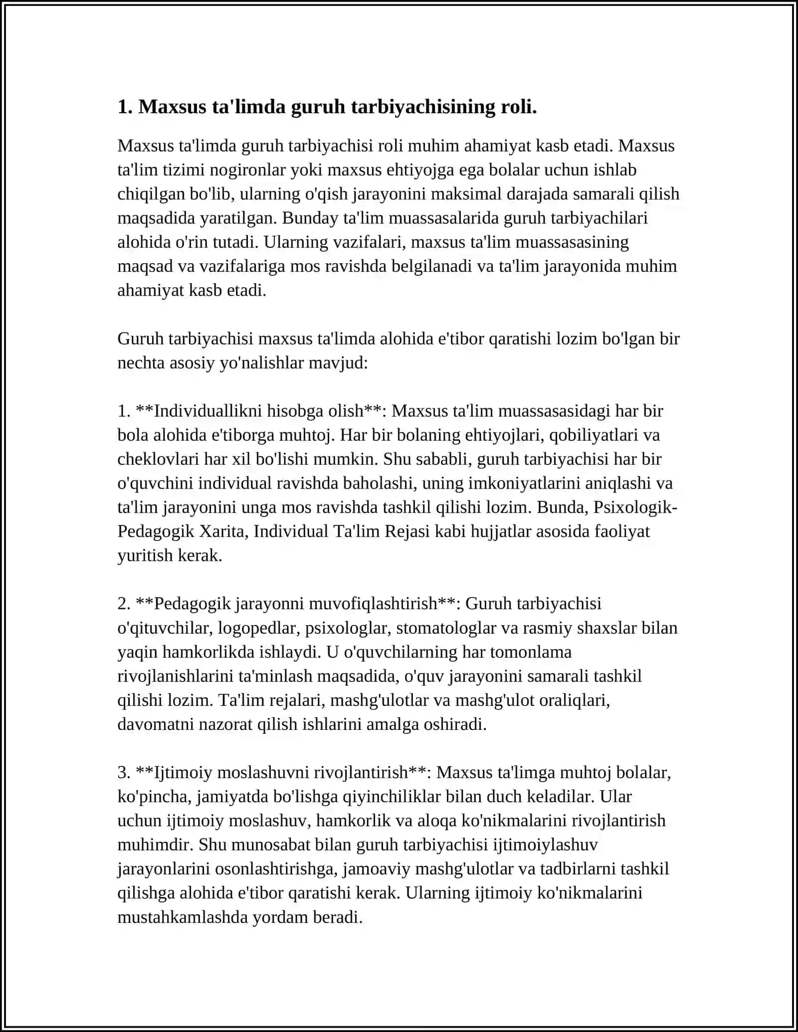MAXSUS TA’LIMDA GURUH TARBIYACHISINING FAOLIYATI KÕP QIRRALI VA SERMAZMUN EKANLIGI 3