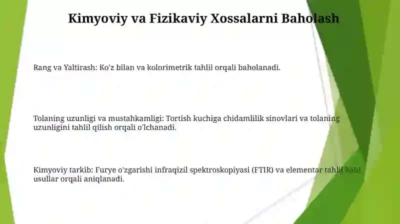 Kenaf tolasi sifatini baholashning qo'llanilishi 3