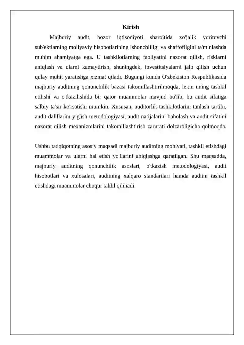 MAJBURIY AUDITORLIK TEKSHIRUVI VA UNI TASHKIL ETISH MASALALARI 3