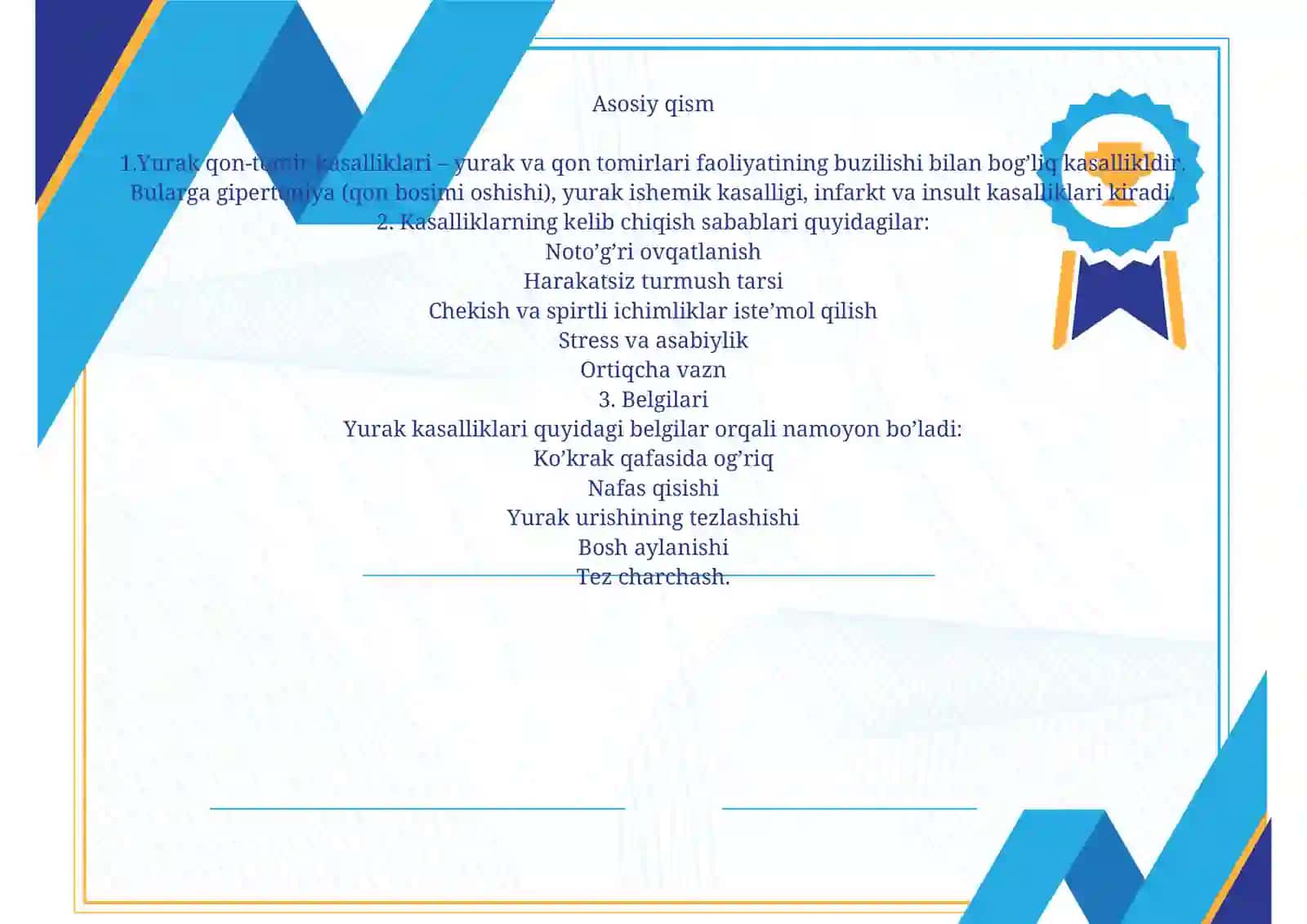 Yurak qon-tomir kasalliklarini oldini olish 3