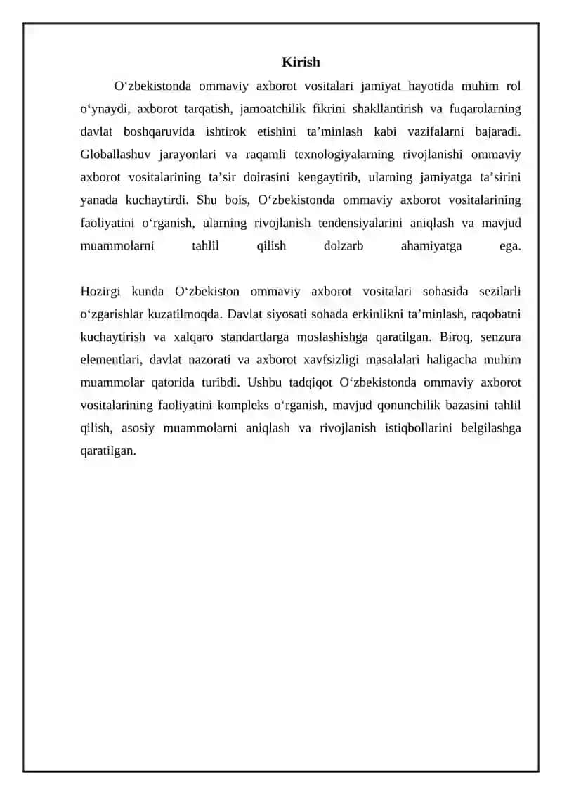 Oʻzbekistonda ommaviy axborot vositalarining faoliyati 3