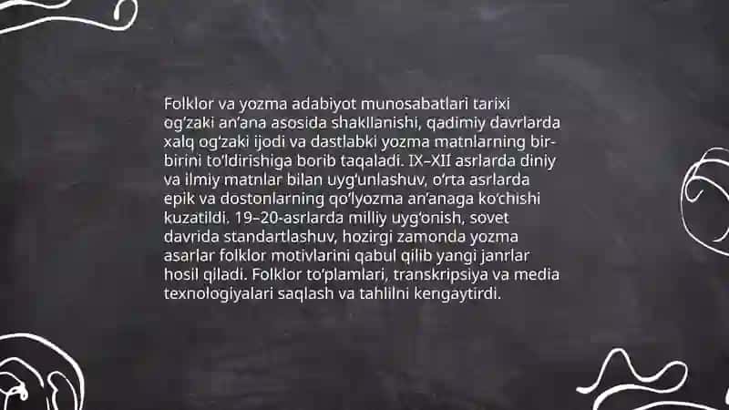 Folklor va yozma adabyot munosabatlari 3