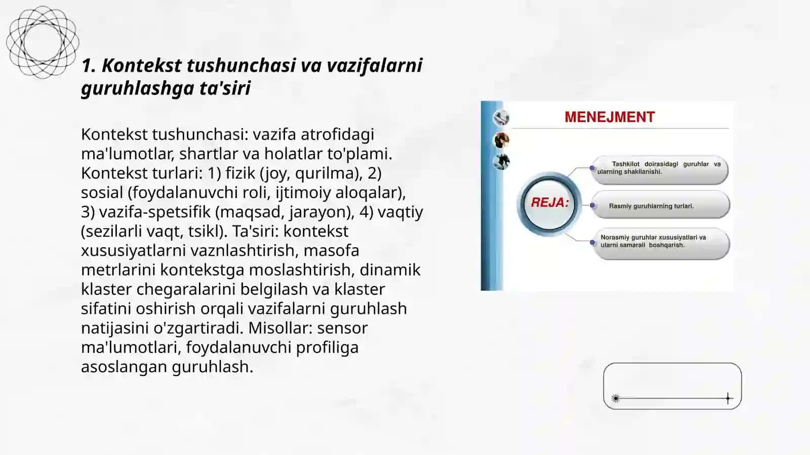 Kontekst asosida vazifalarni guruhlash usullari 3