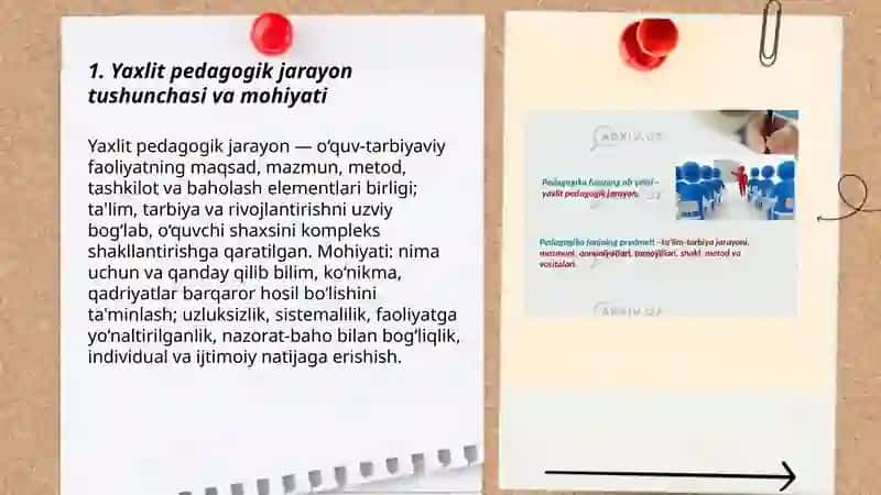 Yaxlit pedagogik jarayon va uning etablari 3