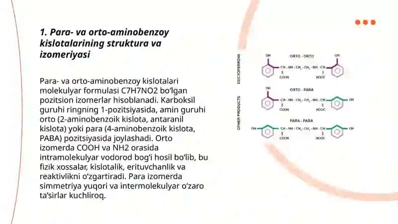 Para- va orto aminobenzoy hamda para-aminosalitsil kislota hosilalari 3