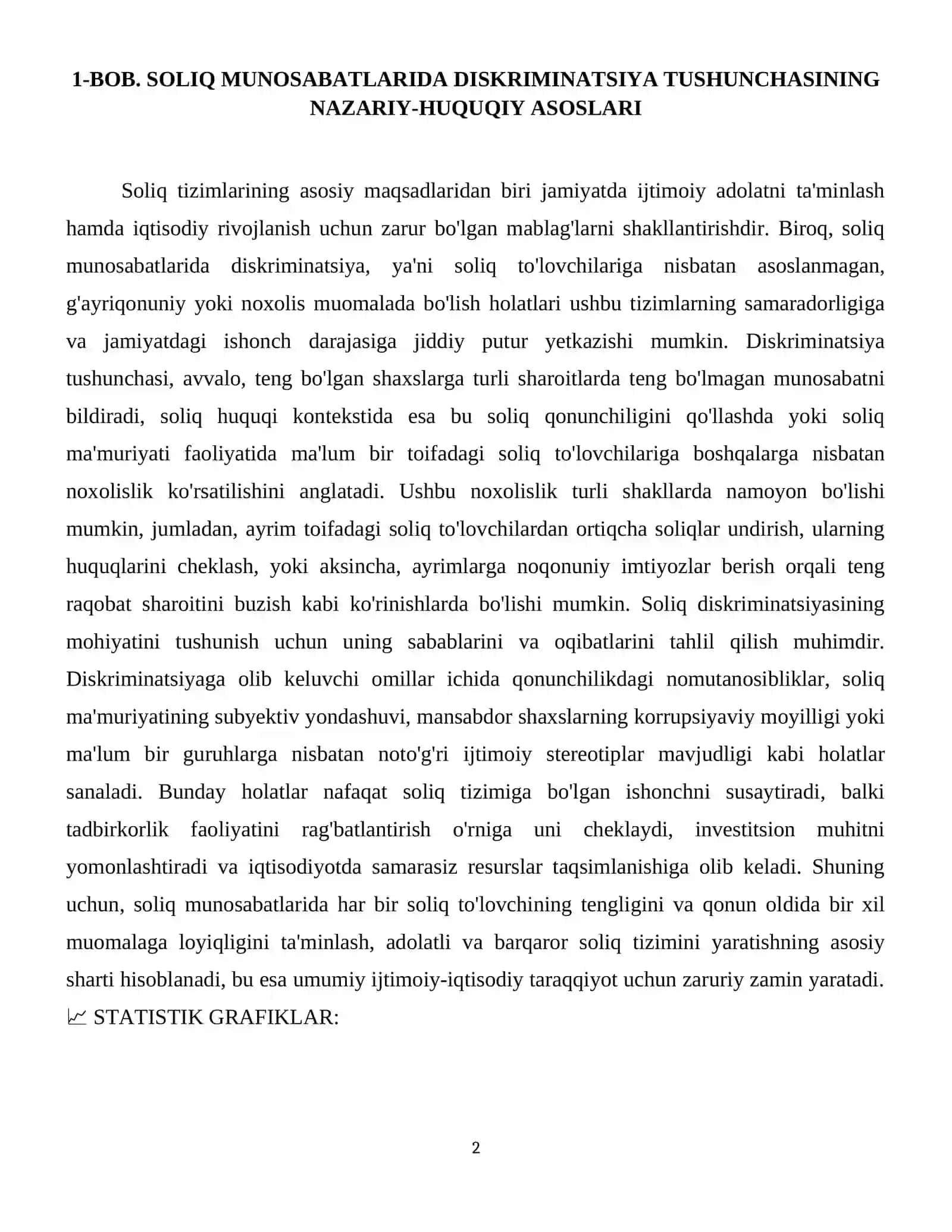 Soliq munosabatlarida soliq to‘lovchilar diskriminatsiyasi tushunchasi va uni oldini olish yo‘llari 3