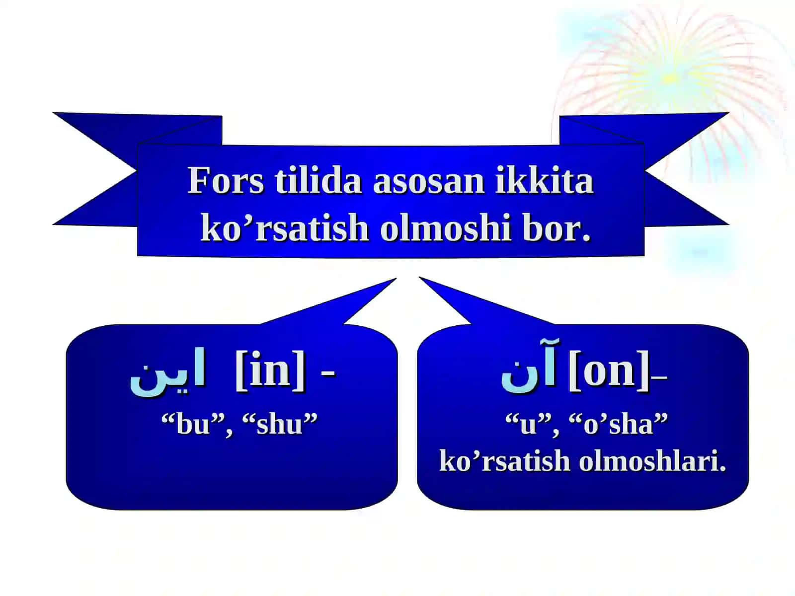 Fors tilida ko’rsatish olmoshlari 3