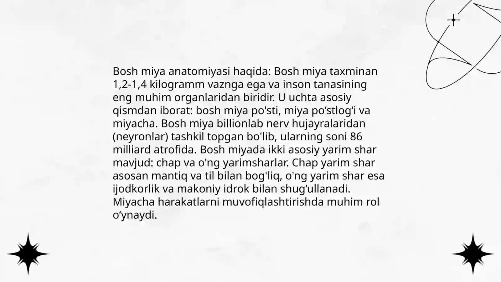 Bosh miya turli bo'limlari faoliyatini o'rganish 3