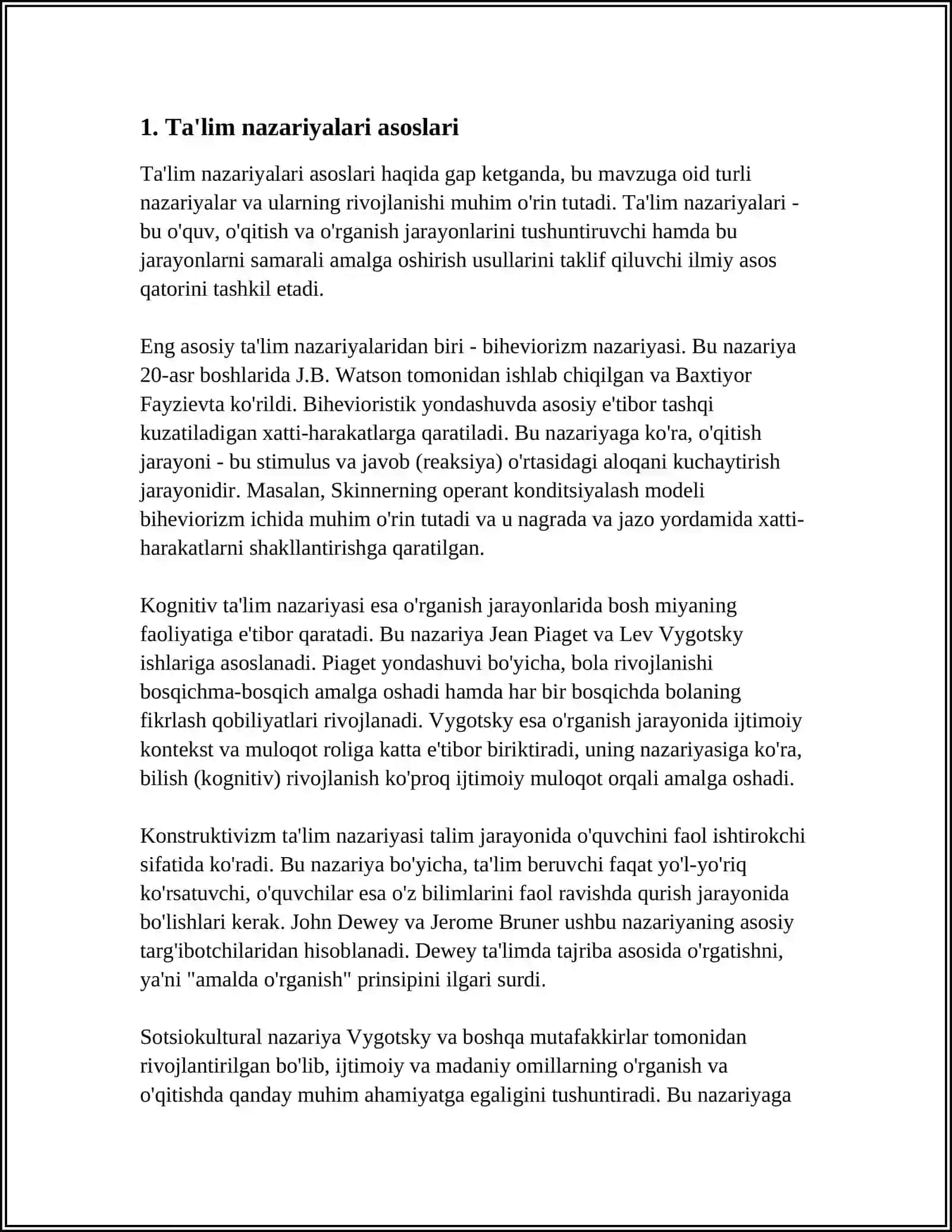 DIDAKTIKA TA'LIM NAZARIYASI SIFATIDA. TA'LIM PARADIGMALARI 3