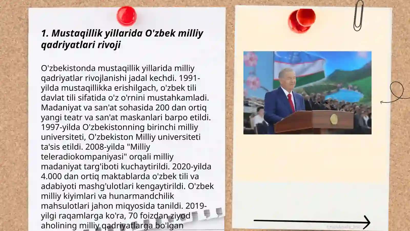 Mustaqillik yillarida O'zbekistonning ma'naviy va madaniy taraqqiyoti 3