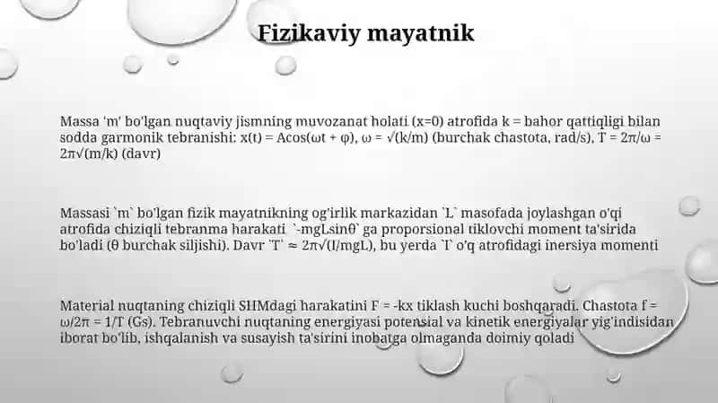 Moddiy nuqtaning togʻri chiziqli tebranma harakati 3