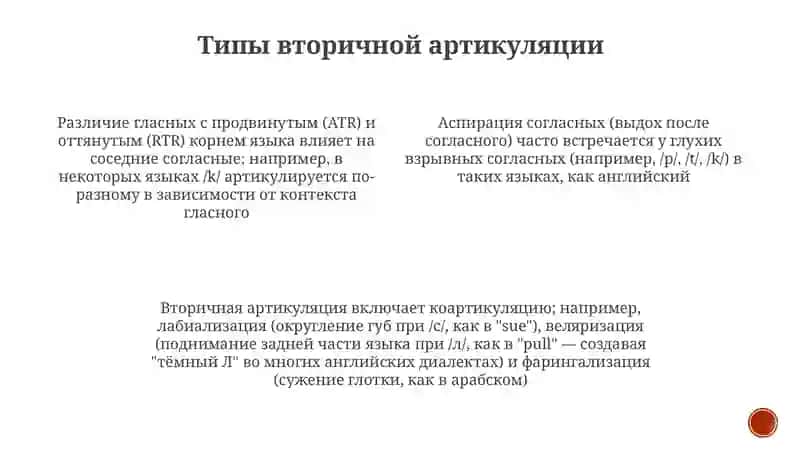 Дополнительная артикуляция согласных 3