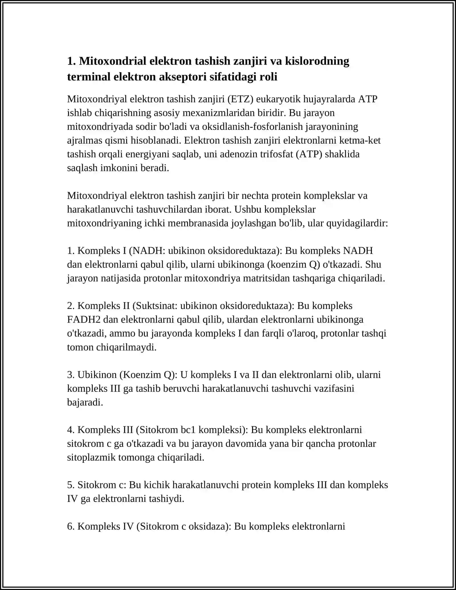 BIOLOGIK OKSIDLANISH REAKTSIYALARIDA KISLORODNING ISTEMOL QILISH YO'LLARI 3
