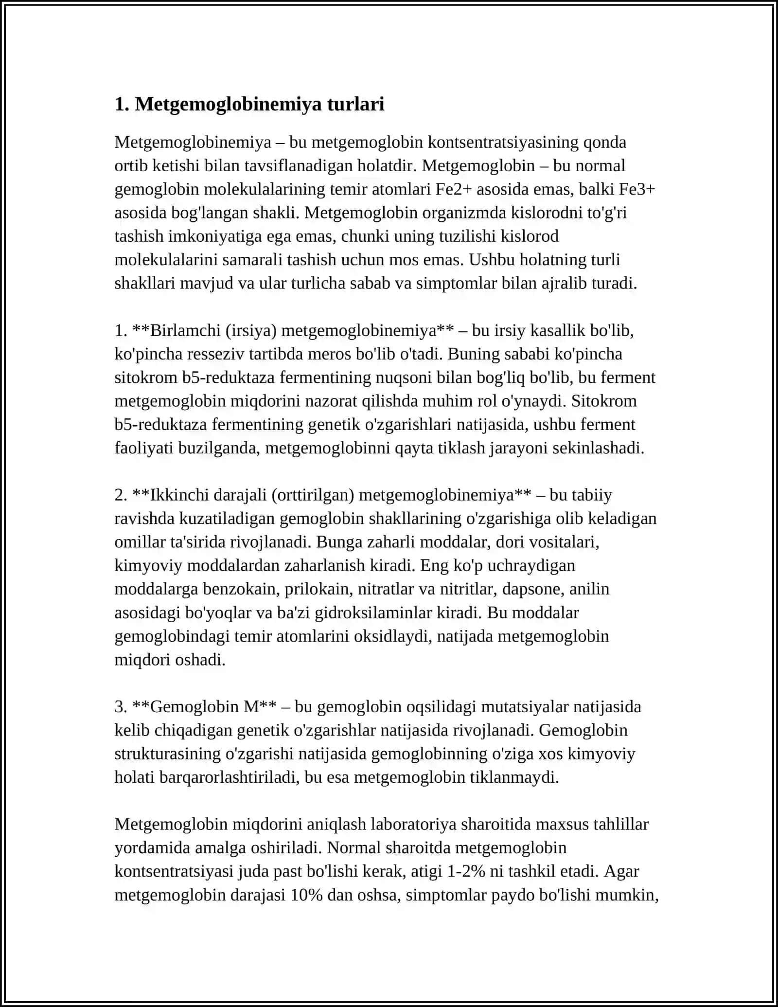 METGEMOGLOINEMIYA UNING SABABLARI 3