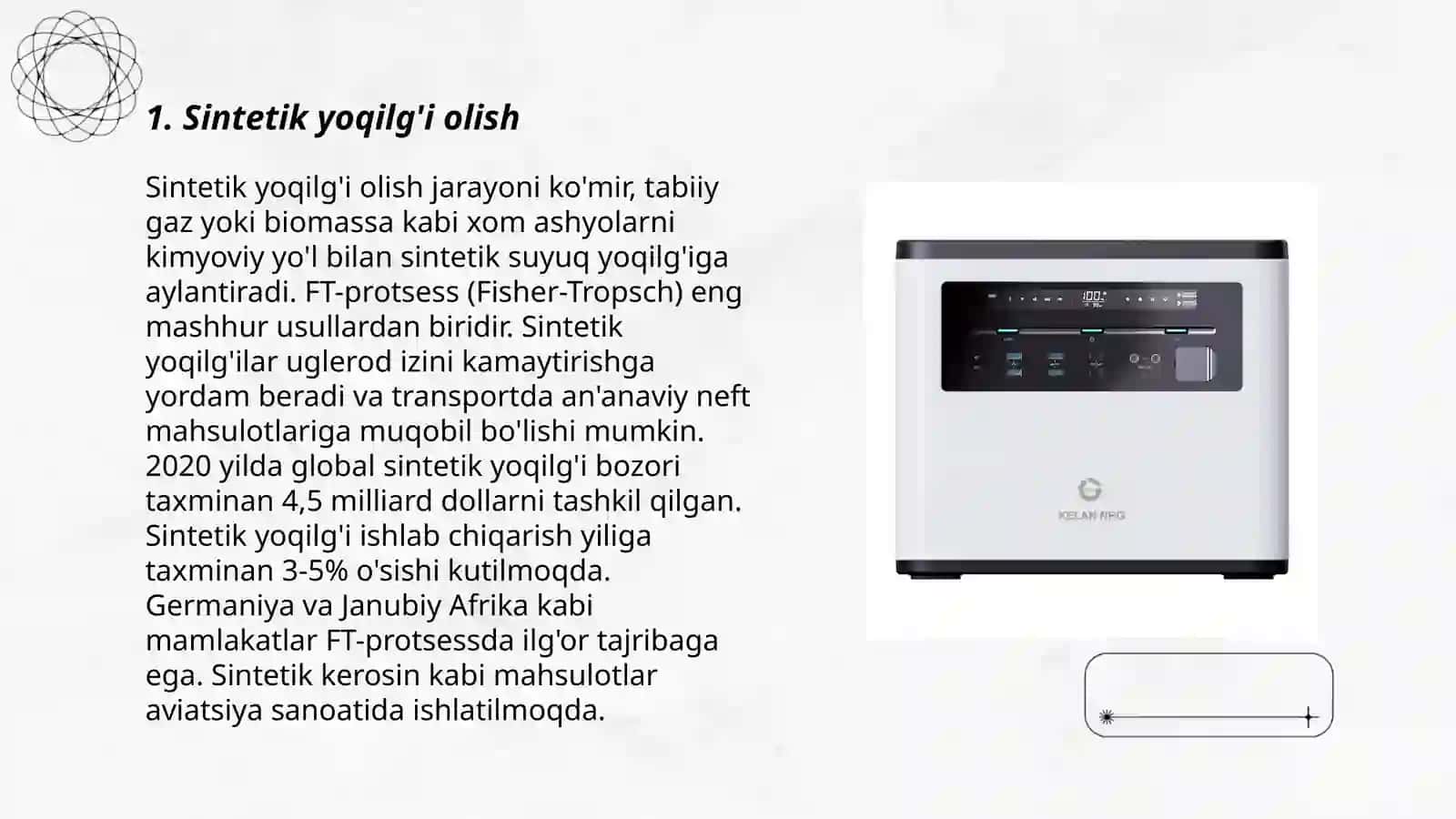 Sintez gaz asosida olinadigan mahsulotlari 3