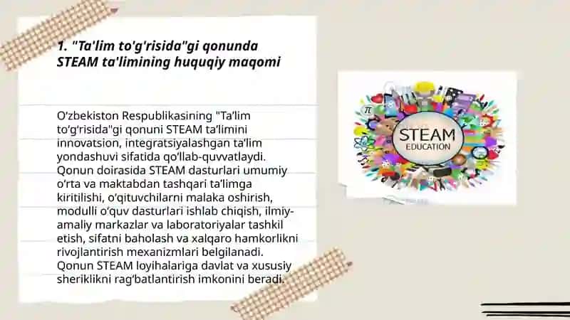 "Ta'lim to'g'risida"gi qonuni STEAM taʼlim 3